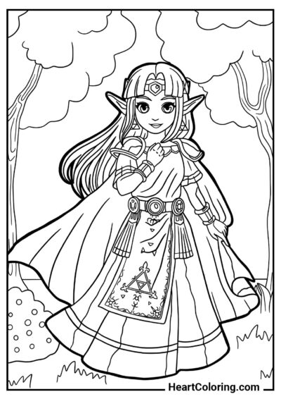 Ready-to-color: Princess Zelda in the Forest