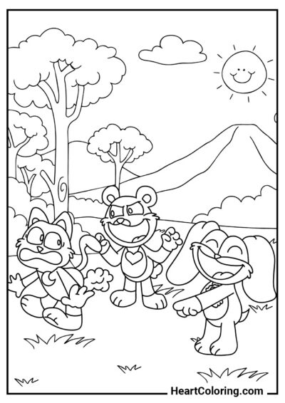 Outdoor Games - Smiling Critters Coloring Pages