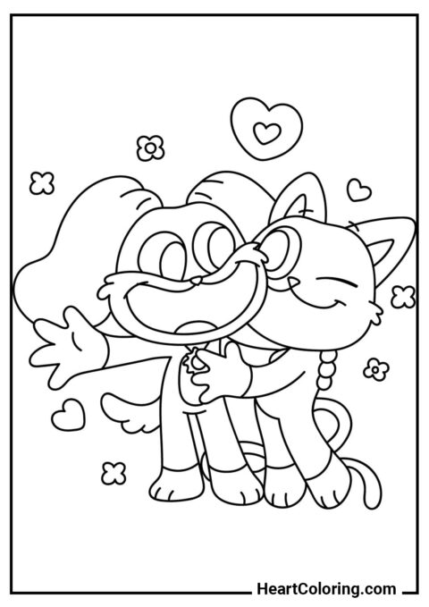 CatNap and DogDay - Smiling Critters Coloring Pages