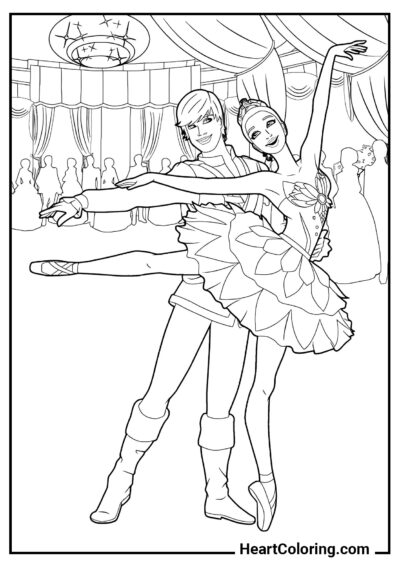 Casal dançante - Desenhos de Bailarina para Colorir