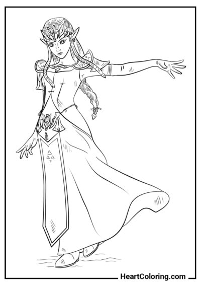 Princesa Zelda - Desenhos de Zelda para Colorir