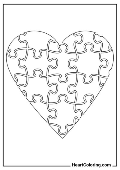 Cuore Puzzle - Disegni di Cuore da Colorare