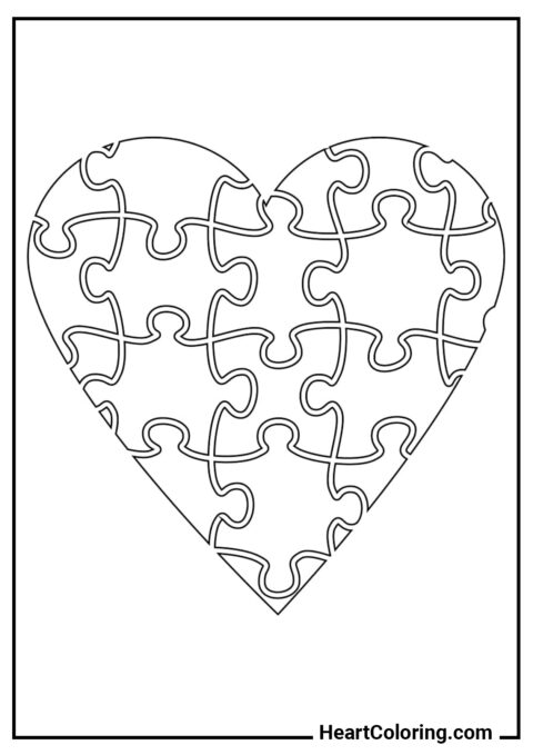 Cuore Puzzle - Disegni di Cuore da Colorare