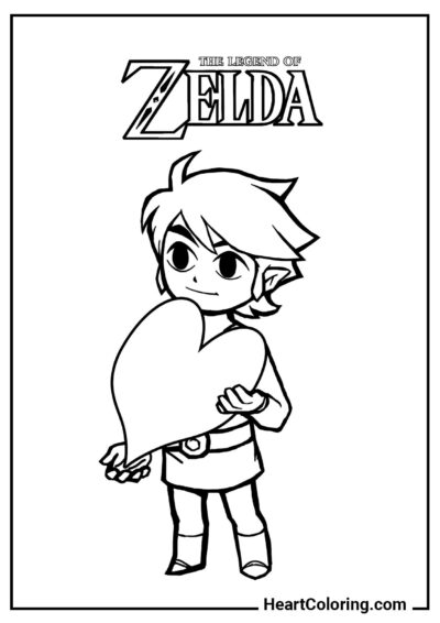 Color-and-print design: Chibi Link with a Heart