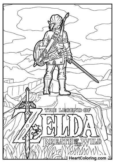 Hero on the Mountain Peak – image from the "Zelda Coloring Pages" collection