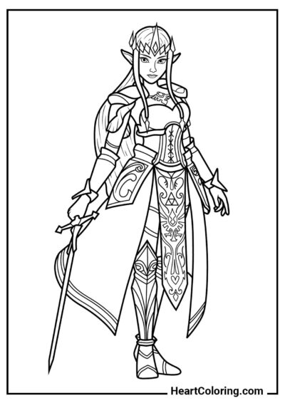 Courageous Princess Zelda – for printing and coloring at home