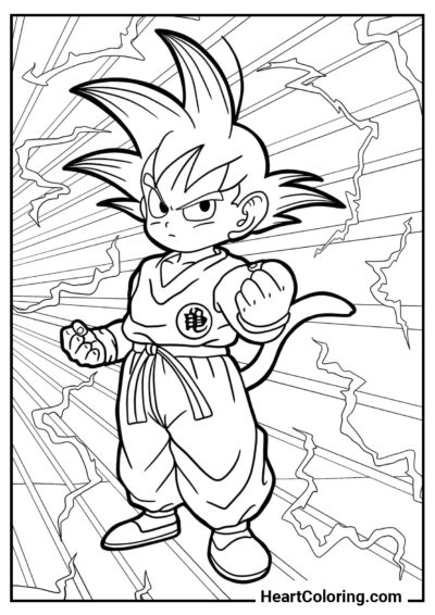 Goku bambino che si prepara a combattere - Disegni di Dragon Ball Z da Colorare
