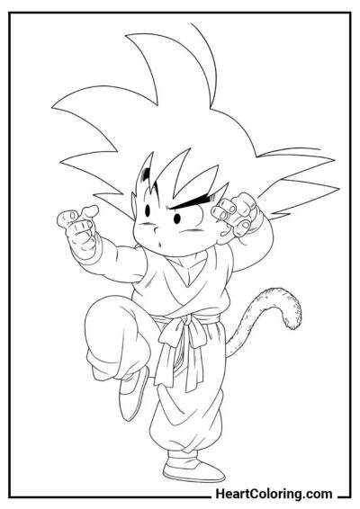 Mosse di combattimento del giovane Goku - Disegni di Dragon Ball Z da Colorare