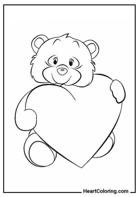 Bear with a heart - Heart Coloring Pages