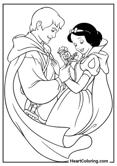 Blanche-Neige avec le prince - Coloriages de Blanche Neige