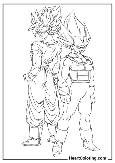 Goku et Vegeta - Coloriages Dragon Ball Z