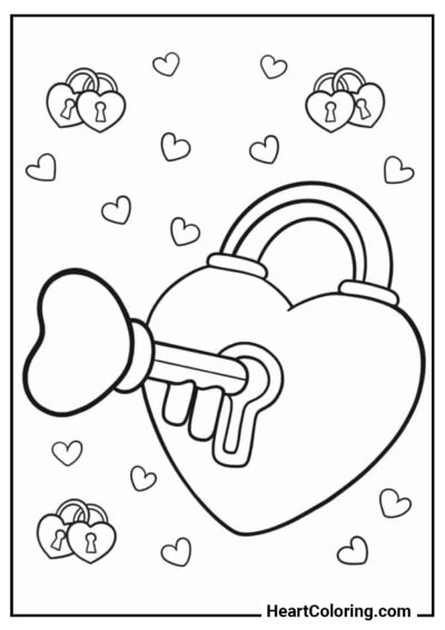 Cadenas en Forme de Cœur - Coloriages de Coeur