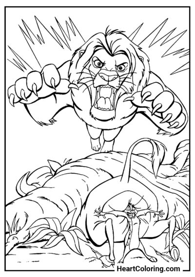 Lion Attack - The Lion King Coloring Pages