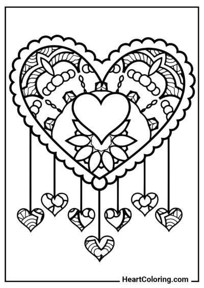 Heart-Shaped Dreamcatcher - Heart Coloring Pages