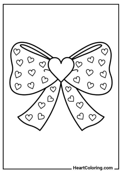 Bow with hearts - Heart Coloring Pages