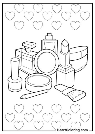 Cosmetics Set - Makeup Coloring Pages