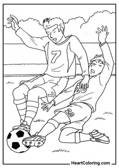 Combat pour le ballon - Coloriages de Football