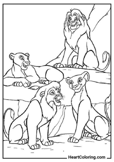 Familia de Leones - Dibujos de  El rey león para Colorear