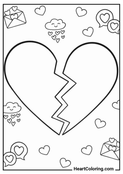 Broken heart - Heart Coloring Pages