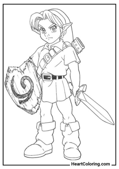 Link descontente - Desenhos de Zelda para Colorir