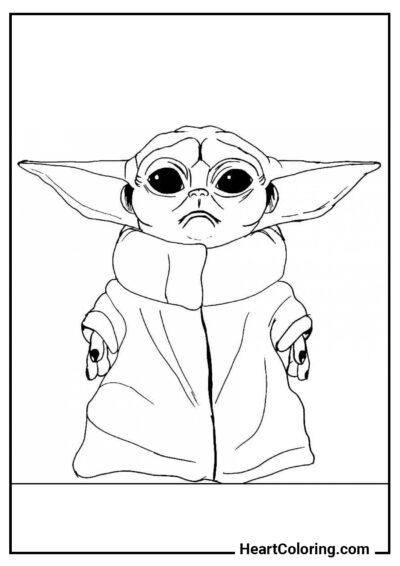 Grogu triste - Desenhos do Baby Yoda para Colorir