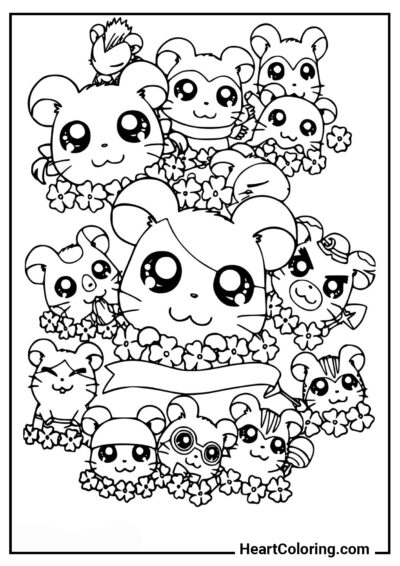 Hamsters - Coloriages Kawaii