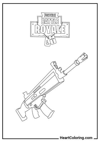 Rifle de Asalto Pesado - Dibujos de Fortnite para Colorear