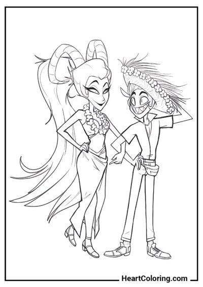 Lilith and Lucifer - Hazbin Hotel Coloring Pages