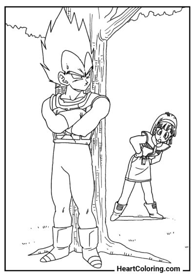 Vegeta and Bulma - Dragon Ball Z Coloring Pages