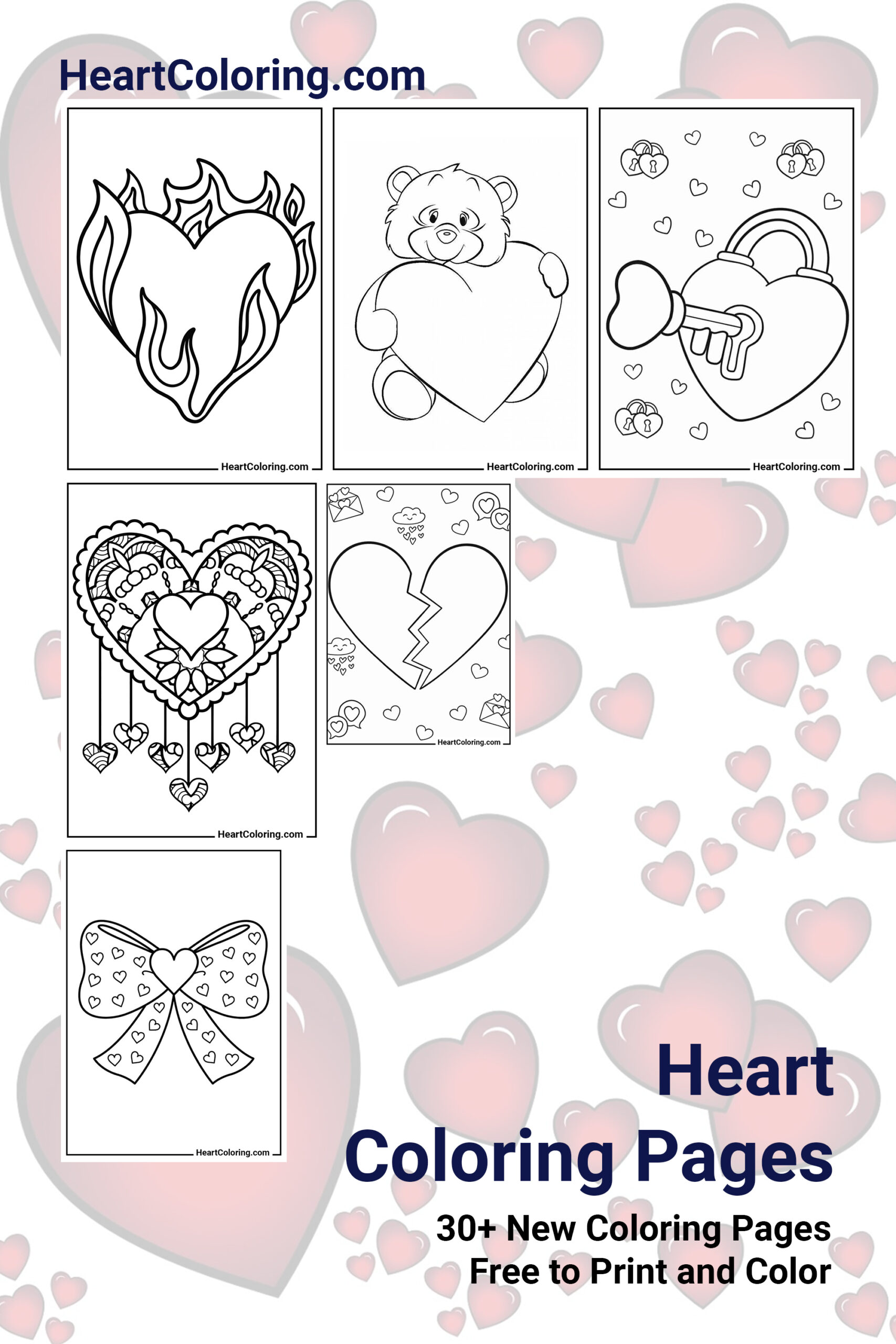 Heart Coloring Pages for A4 Printing
