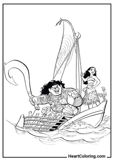 Sea adventure - Moana Coloring Pages