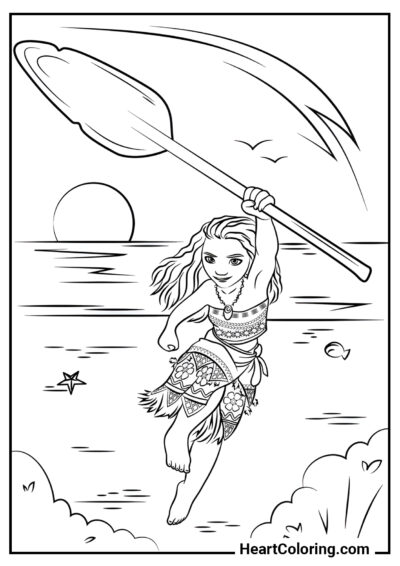 Brave Moana - Moana Coloring Pages