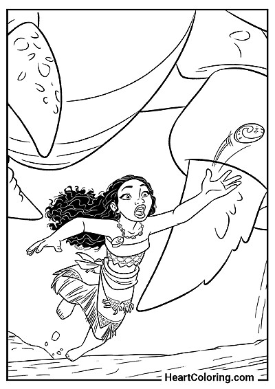 Vaiana chroni Serce Te Fiti — świetna kolorowanka z kolekcji "Kolorowanki Vaiana"