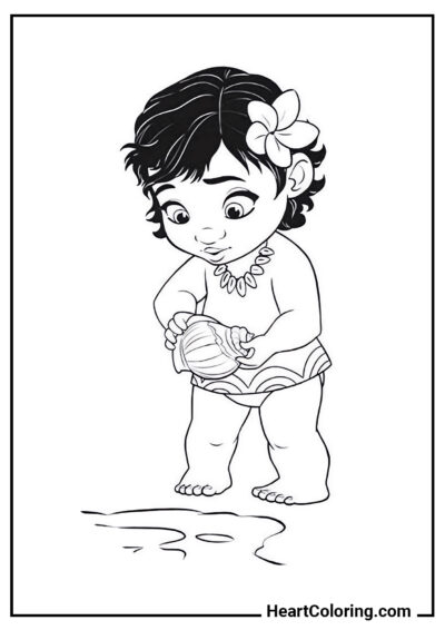 Pequeña Moana - Vaiana (Moana) para Colorear