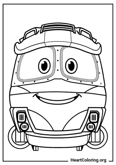 Kay en forma de tren - Dibujos de Robot Trains para Colorear