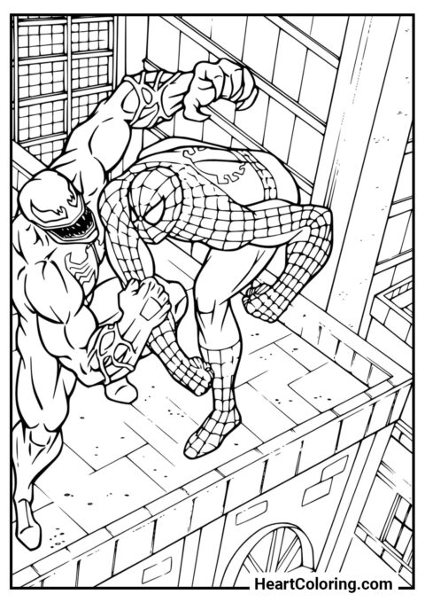 Venom vs Spider-Man: Batalla - Dibujos de Venom para Colorear