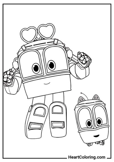 Sally and Becky - Robot Trains Coloring Pages