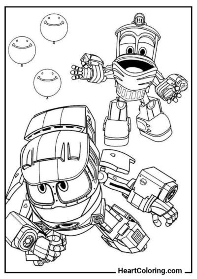 Kay y Pato - Dibujos de Robot Trains para Colorear