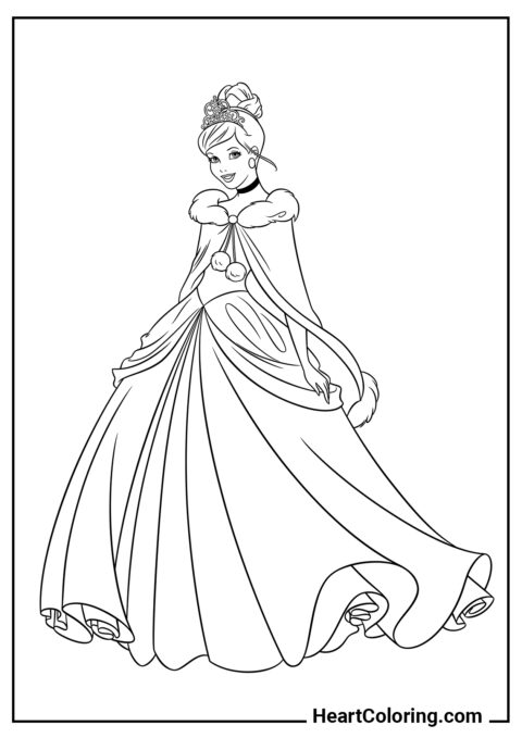 Cute Cinderella in a Fancy Dress - Cinderella Coloring Pages