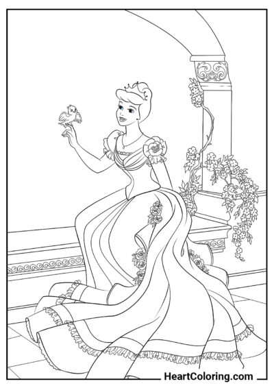 Cinderella on the Balcony - Cinderella Coloring Pages