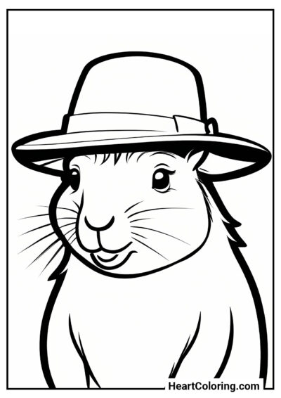 Stylish Lady in a Hat - Capybara Coloring Pages