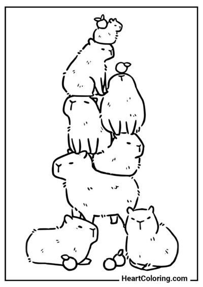 Huge Pyramid - Capybara Coloring Pages