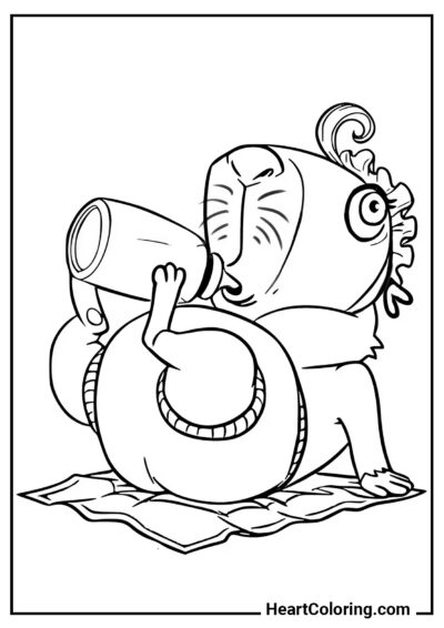 Funny Capybara in a Diaper - Capybara Coloring Pages