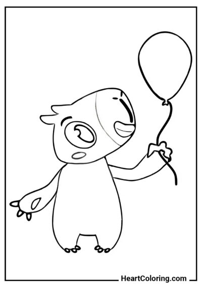 Cute Baby Capybara with a Balloon - Capybara Coloring Pages