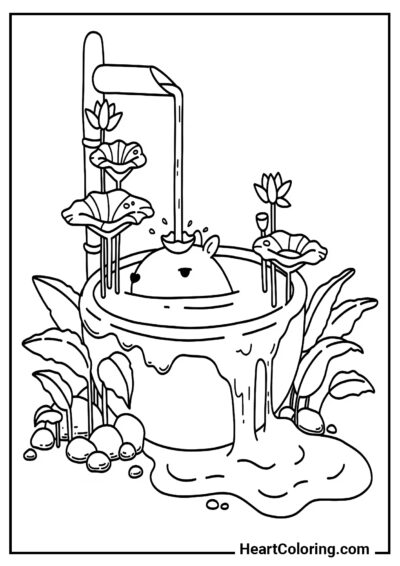 Relaxing Capybara - Capybara Coloring Pages