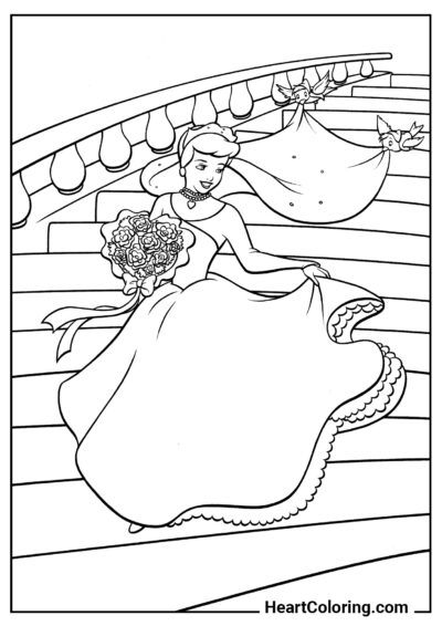 Cinderella Running Away from the Party - Cinderella Coloring Pages