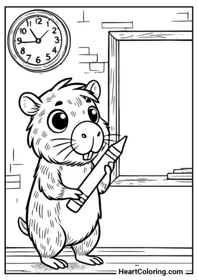 Capybara at School - Capybara Coloring Pages