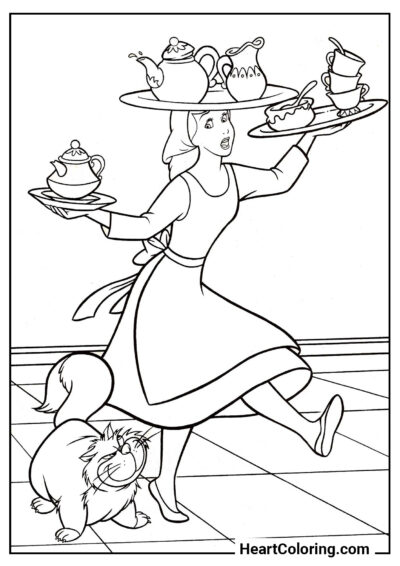 Cinderella Setting the Table - Cinderella Coloring Pages