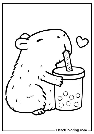 Resting Little One - Capybara Coloring Pages