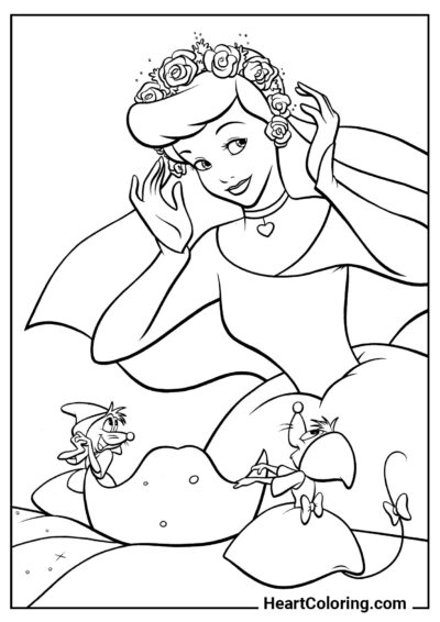 A Flower Crown for Cinderella - Cinderella Coloring Pages